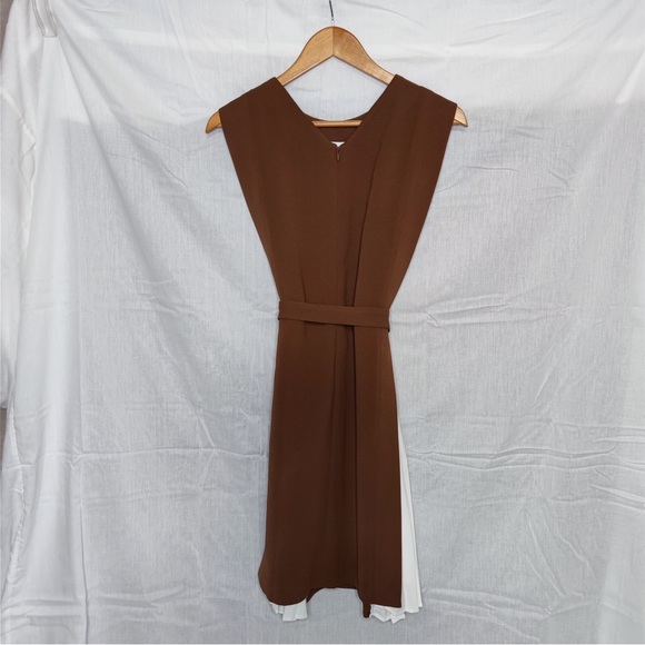 Side pleats midi Dress with tie - Picture 7 of 8